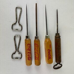 Vintage Coca-Cola Ice Picks & Bottle Openers Lot Wooden Handles & Metal